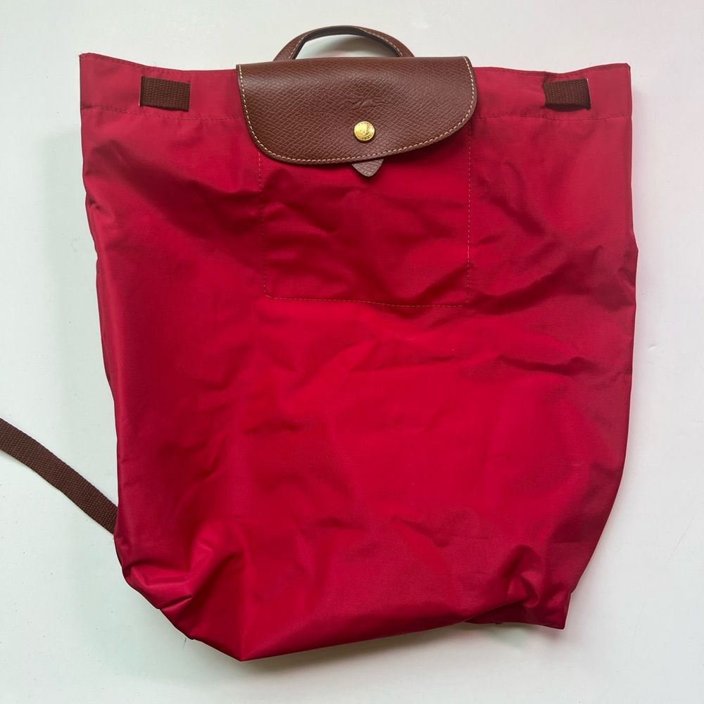 Longchamp red backpack
